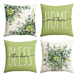 Funda De Almohada Con Hojas De Eucalipto Para Decoración Funda De Almohada Con Hojas De Eucalipto Para Decoración