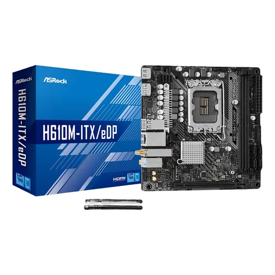 Asrock H610m Itx / Edp Ddr4 Wifi Bt Hdmi Dp Nvme U3.2 H610 Color Negro