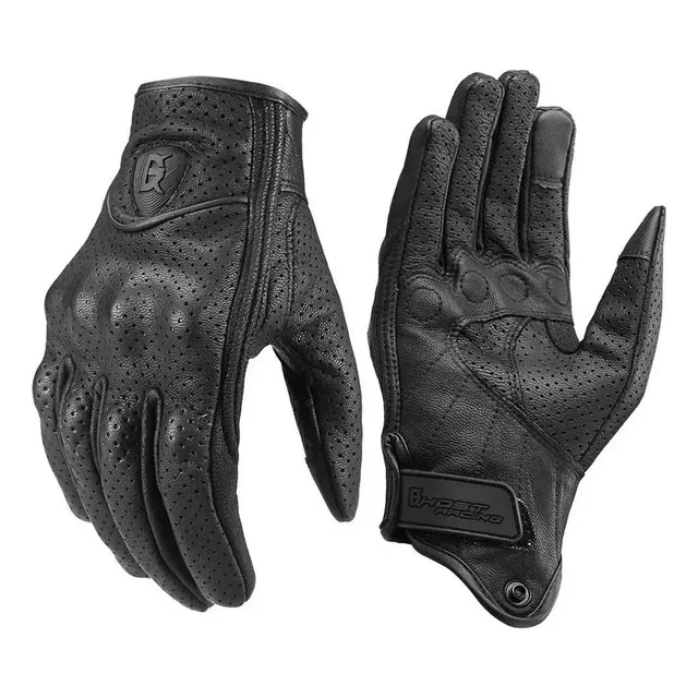 Guantes Para Motociclista De Piel Con Protecciones Icon Color Con Agujero Talla G