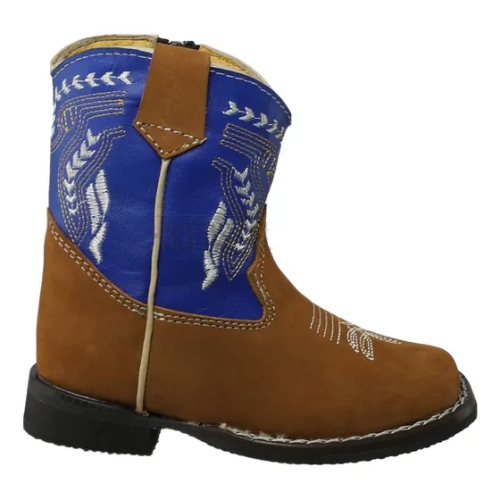 Botas Vaqueras Bebe Piel Chatas Rodeo Cierre Suela Hule (9.0