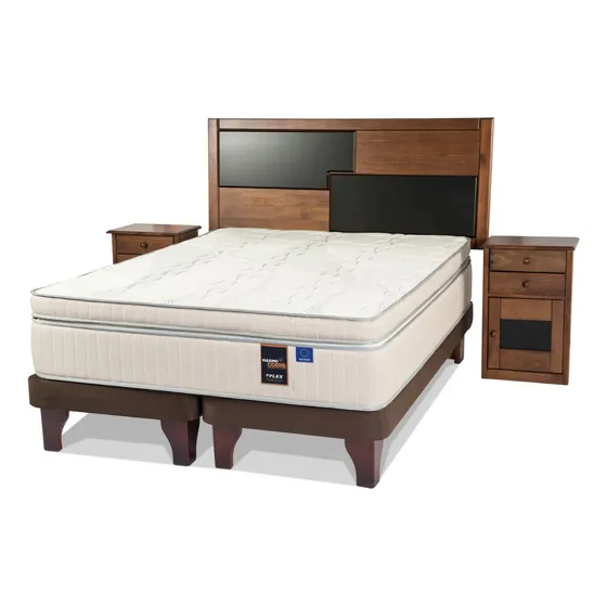 Cama Europea Maximo Cobre Flex 2 Plazas Bd + Muebles Colonia