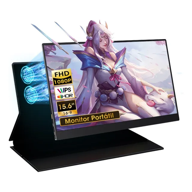 Monitor Portátil 15.6'' Ips 1080p Hdmi Gamer Pc Mac Negro