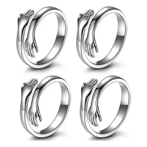 Anillo De Abrazo Ajustable De Plata 925 4 Piezas