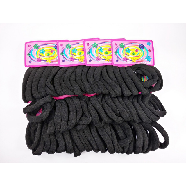Kit C/144 Elástico Rabicó Prendedor De Cabelo Preto