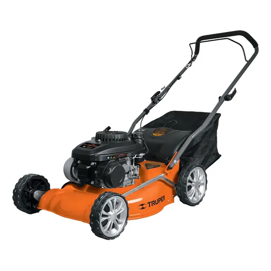 Podadora con motor a gasolina Truper P-418 color naranja 4 hp 18'' de corte