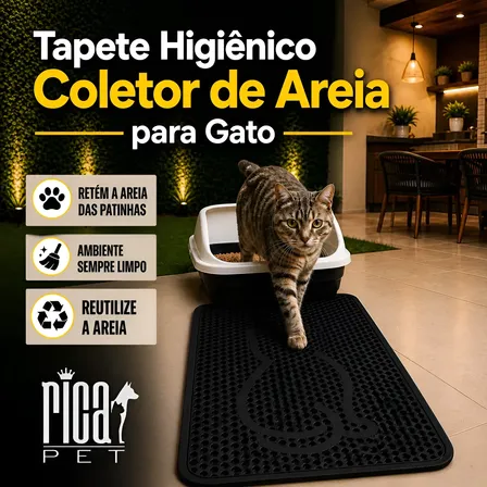 Tapete Higiênico Gato Coletor Caixa De Areia Preto Tam G