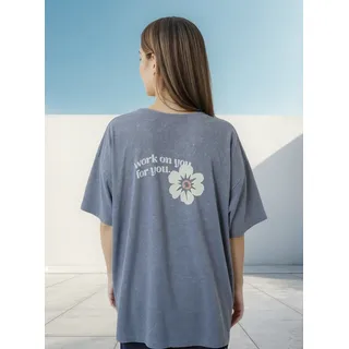 Remera Canva Lavada Oversize Estampada 100% Algodon 210184 Gris Oscuro L