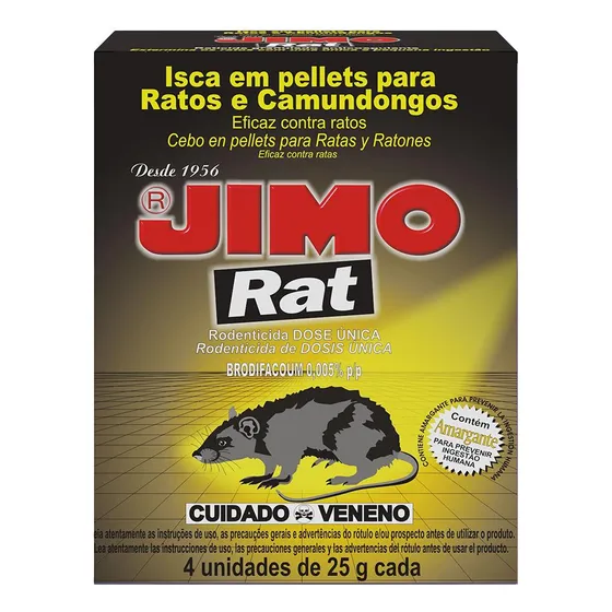 Raticida Jimo Granulado Anticoagulante 4 Unidades 25 G