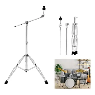 Estante Bateria Premium Percussao Ferragens Pedestal Prato Prateado
