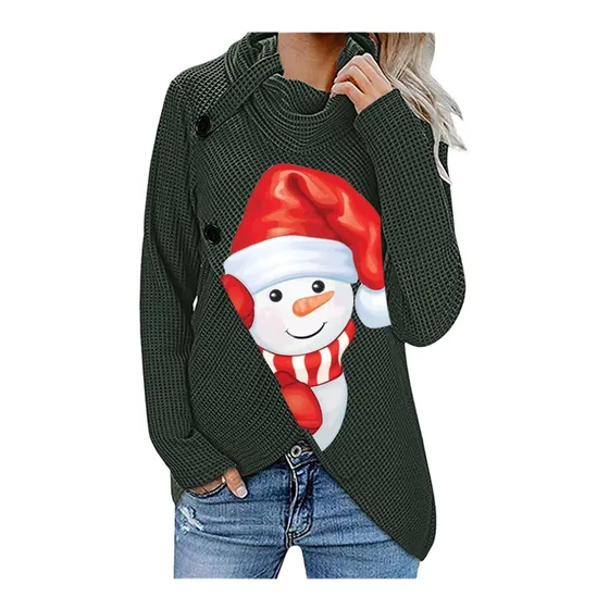 Sueter Cuello Vuelto Boton Navidad Para Dama Manga Larga
