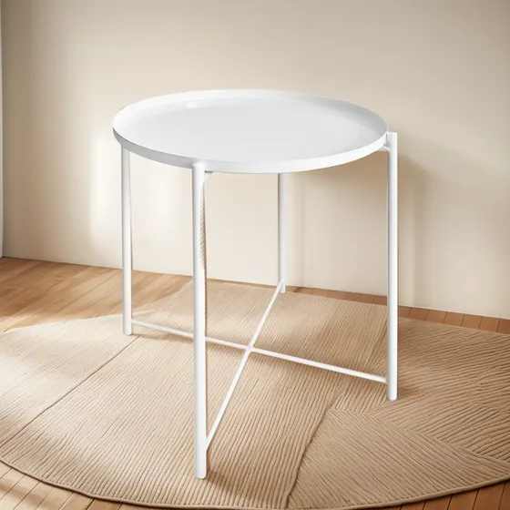 Mesa Nordic Ratona Arrime Hierro Bandeja Desmontable