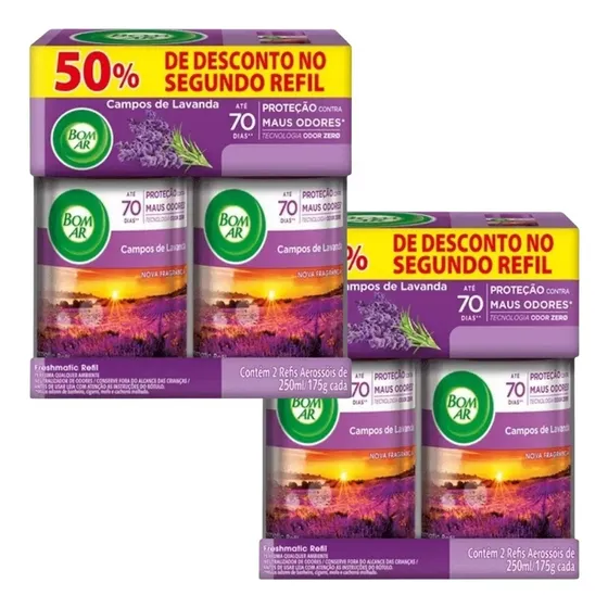 Refil Bom Ar Automático 250ml Odorizador - Kit 4 Unidades