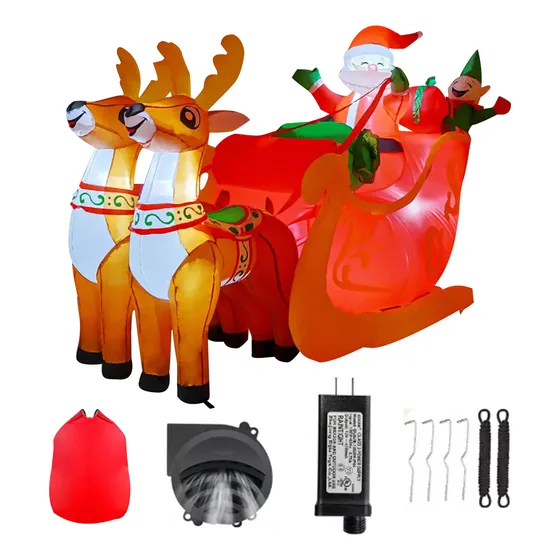 Papá Noel Inflable Navideños Trineo De Renos De 2.1m Con Luz