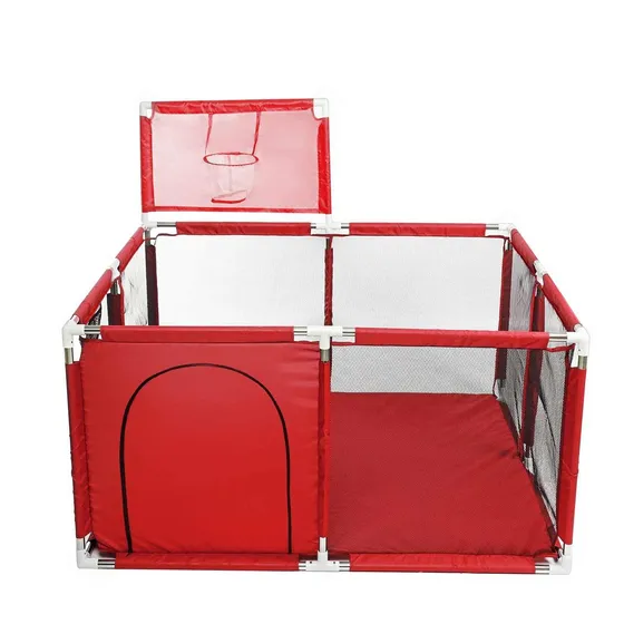 Corral Seguridad Bebes Con Aro De Basket 128cm Rojo
