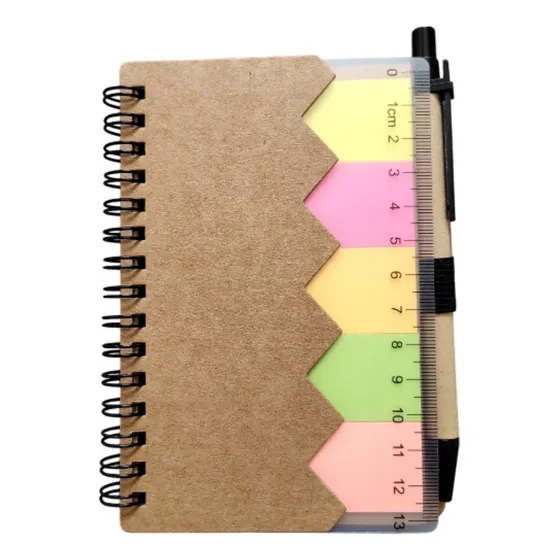 Cuaderno Libreta Anotador Post It Eco Con Bolígrafo Y Regla