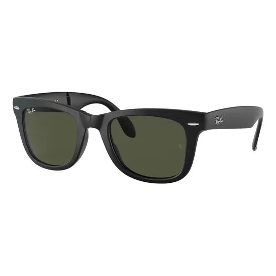 Anteojos de sol Ray-Ban Wayfarer Folding Classic talle Large armazón matte black y lente green