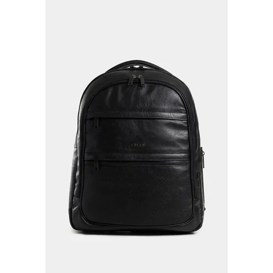 Morral Waterproof Cuero Para Hombre Cremallera Bidirecc Negr Color Negro