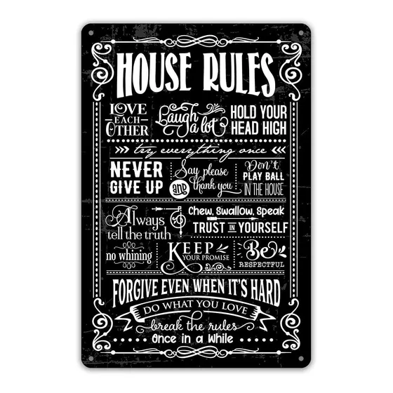 Qiongqi Funny House Rul Metal Tin Sign Decoracion Pared Casa