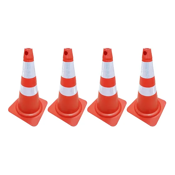Kit 4 Cone Borracha Flexível 75cm Laranja C/ Refletivo