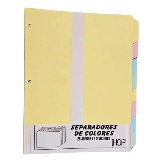 Separadores Hop 8 Pestañas Carta 1 Unidad Colores Surtidos