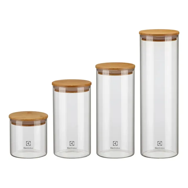 Conjunto De 4 Potes Herméticos Tampa De Bambu Electrolux