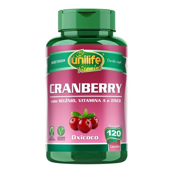 Cranberry Unilife 120 Cápsulas Cran Berry Puro Oxicoco Zinco