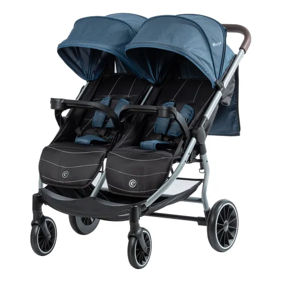 Coche Gemelar Para Bebe Con Cubre Pies Capota Expandible