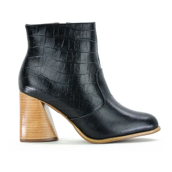 Bota Casual Taco Alto Benditas Mujeres Croco