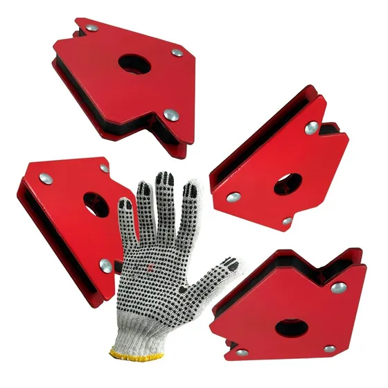 Escuadra Magnética X4 Angulo Imán Soldador Soldar + Guantes