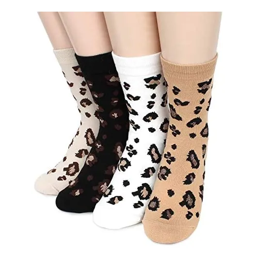 Calcetines De Algodón Con Estampado De Leopardo (tripulación
