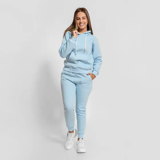 Conjunto Buzo De Algodón Polera Y Jogger Celeste Para Mujer