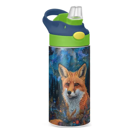Botella Agua Para Niño Fox Forest Galaxy Taza Deportiva 12