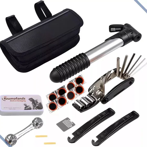 Kit Herramienta Despinche Bicicleta Inflador Bomba Parches