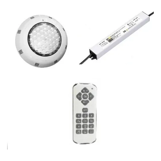 Kit Foco Led Rgb 18w Piscina + Control Remoto + Fuente 12v