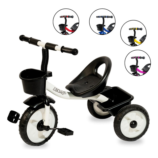 Triciclo Infantil 3 Rodas Brinquedo Passeio Com Cestinha Branco