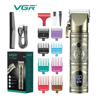 Maquina Profesional Peluqueria Vgr V-697 Lcd Inalambrica Usb Color Dorado 5v Set De 14 Pzs Maquina Profesional Peluqueria Vgr V-697 Lcd Inalambrica Usb Color Dorado 5v Set De 14 Pzs
