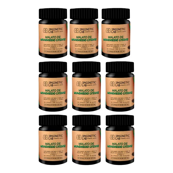 Malato De Magnesio Lysine X 60 Capsulas X 9 Potes
