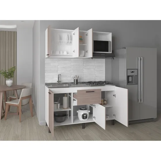 Cocina Integral Paolo, Bardolino Y Blanco, Mesón Izquierdo Color Bardolino y Blanco