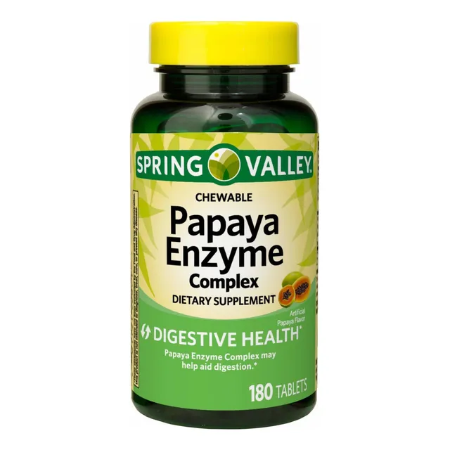 Papaya Enzyme Spring Valley 180 Pastillas Masticables