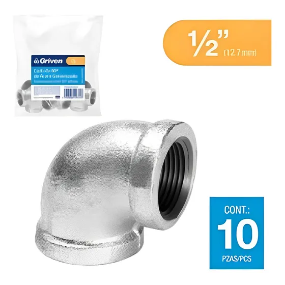 Codo De 90° De Acero Galvanizado - Griven