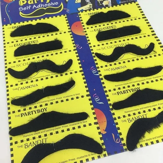 Kit Acessório 6 Bigodes Postiço Falso Mus Tache