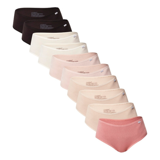 Kit 10 Calcinhas Tipo Calça Média Feminina Delrio Kit 10 Calcinhas Tipo Calça Média Feminina Delrio