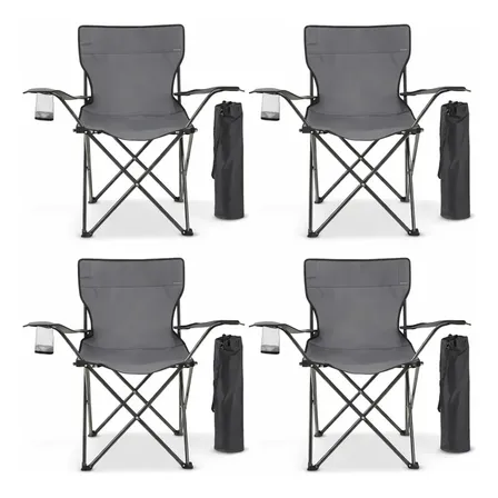 Silla Plegable Portatil De Playa Alberca Camping Pesca 4 Pz Gris