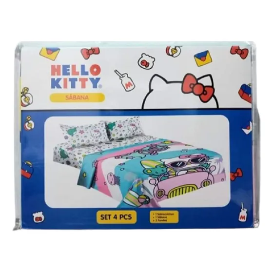 Juego De Sabanas Infantil- 1.5 Plaza Hello Kitty 