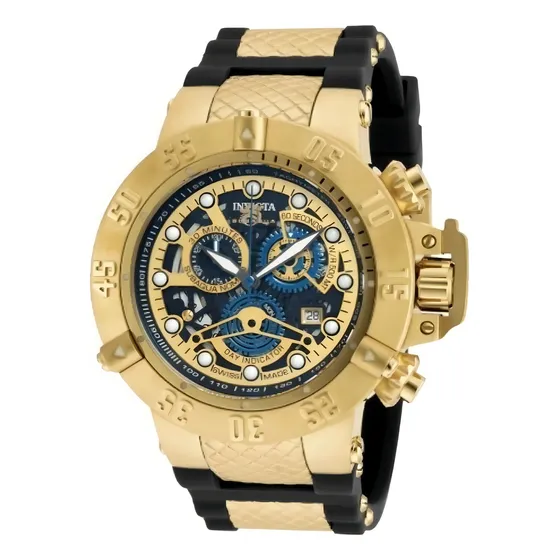 Relógio Invicta Skeleton Noma Lll Skull Dourado Azul A Prova