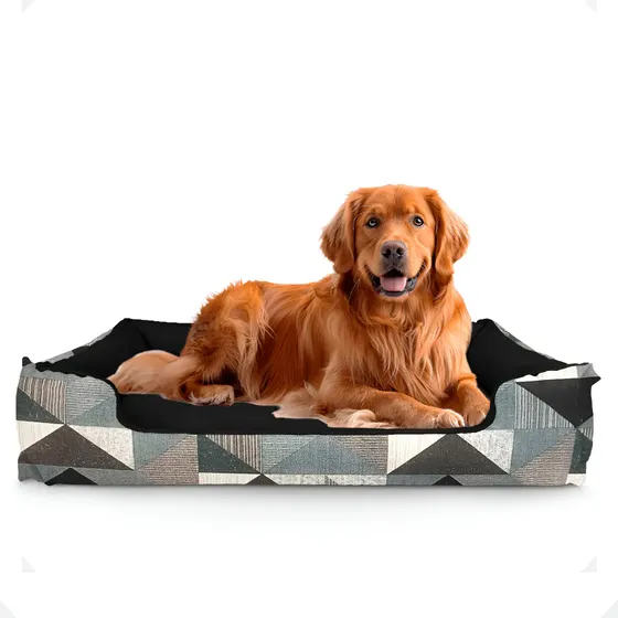 Cama Pet Extra Grande Xg Lavável Cachorro Porte Grande Cor Triângulo Cinza