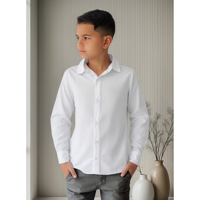 Camisa Social Infantil Menino Slim Manga Longa Branca Camisa Social Infantil Menino Slim Manga Longa Branca