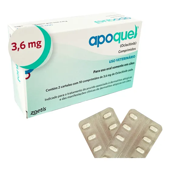 Apoquel 3,6mg Alívio P/ Coceira Cães Em Ate 4 Horas 20 Comp