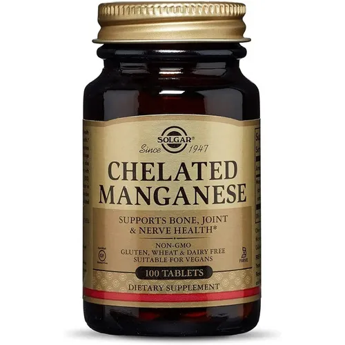 Manganeso Quelatado 8mg 100 Tabletas Solgar Sabor Neutro