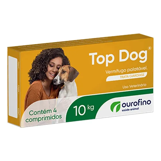 Top Dog Vermifugo C/4 Comp. Cães Até 10kg Ouro Fino